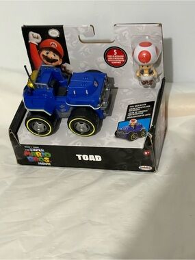 JAKKS Pacific The Super Mario Bros. Movie - TOAD w/ Pull Back Kart Racer NEW